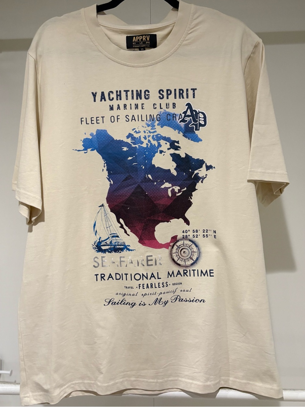 APPRV Cream Yachting Spirit Graphic Short-Sleeve Tee NWT
